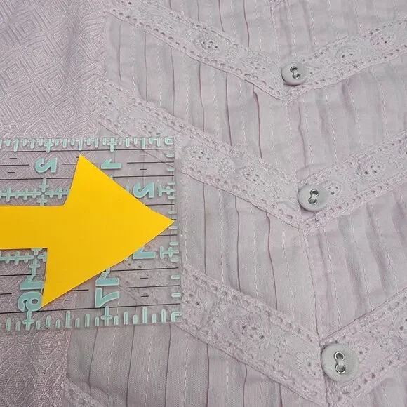 Soft Surroundings Tops M Sleeveless Tunic Lilac *faint stain* Button Coastal - Picture 3 of 17